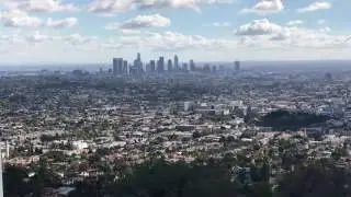 View of LA and Hollywood sign from the Griffith observatory