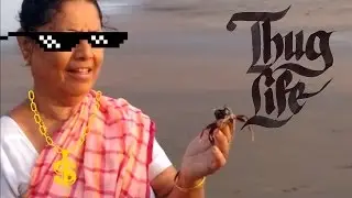 THUG GRANDMA || CATCHING CRABS ON BEACH || VLOG #06
