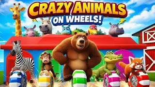 5 Giant Duck Cartoon, Cow, Elephant, Lion, Dinosaur, Paint Wild Animals Crossing Fountain Animation