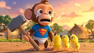 Baby Monkey Cries and Gets Comforted by Little Chicks | Kids Storytime