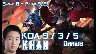 KZ Khan DARIUS vs RENEKTON Top - Patch 8.12 KR Ranked