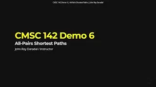 Algorithms Lecture 11 Demo - All-Pairs Shortest Paths