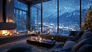 Winter Snow Serenity | Fireplace Background for Calm Sleep