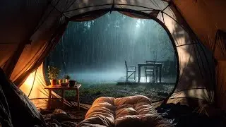 Camping in the Rain | Calm Night Forest Sounds for Sleep & Stress Relief