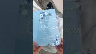 Cool light blue floral acrylic quinceanera invitations #invitation #quincea&ntilde;era