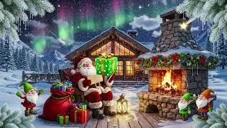 Santa Claus Packing Presents ❄️  Cozy Cabin Christmas Ambience With Fire & Snow