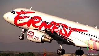 Airbus A319 POWERFULL TAKEOFF at Florence Airport