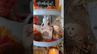 BEAUTIFUL AUTUMN TIERED TRAY DECORATING! #shorts #homedecor #falldecor2023 #falldecoratingideas