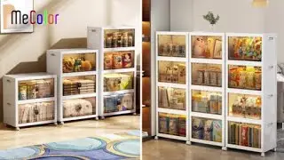 stackable Plastic storage cabinets with lids collapsibe organizer www.amazon.com/mecolor