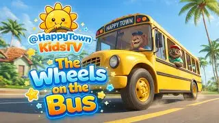 The Wheels on the Bus 🚌🎶 | Fun Kids Song with Cute Animals | HappyTownKidsTV #TheWheelsOnTheBus