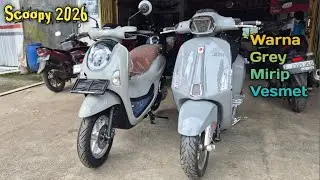 Honda Scoopy Terbaru 2026, Warna Abu/Grey Mirip Vespa Matic