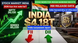 India 4th Largest Economy ($4.18T) Beats Japan! | Steel Duty 12% Nifty 26K | RBI GNPA 2.1% | Banking