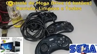 Controle para Mega Drive 6 bot&otilde;es - Revis&atilde;o, limpeza e testes!