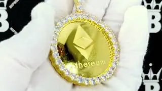 Gold Ethereum ETH Crypto CZ Iced Out Pendant | Hip Hop Bling Crypto Currency Jewelry