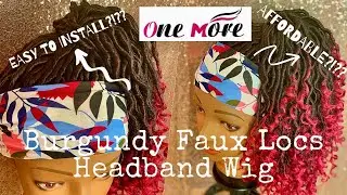 How To DIY Headband Wig: Burgundy Faux Locs Headband Wig | One More Hair Amazon | MissUniqueBeautii