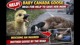 Baby Canada Goose Begs for Help to Save Her Mom &ndash; Rescuing an Injured Mother Goose by the Road