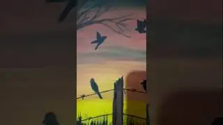 Sunset With Birds #shorts #short #art #youtube #birds #bird #shortsvideo #shortvideo #nature