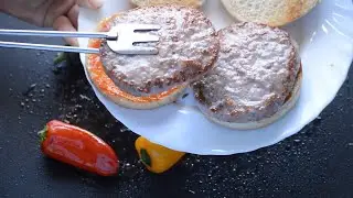 Delicious Burger Patties With Buns Stock Footage