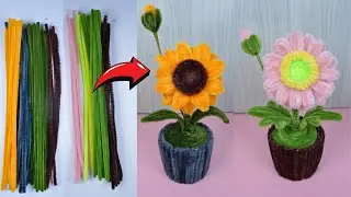 2 Easy handmade mini flower using Pipe Cleaners | Chenille stem | 扭扭棒迷你盆栽教程