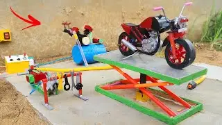 How to make mini bike servicing machine | bike washing | motor bike repair 🏍