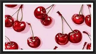4K 9 Hour Vintage TV Screensaver: Pop Art Cherry Pattern | Frame Art TV | No Sound Static Art