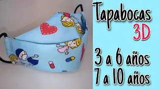 TAPABOCAS 3D o CUBREBOCA 3D NIÑOS. Facilisimo👍🏽, de 3 a 6 años, y de 7 a 10 años.