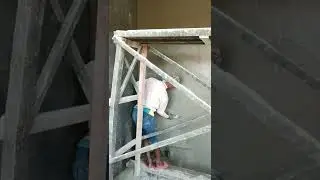 This demonstrates one of the techniques of plastering walls with fine cement #shorts