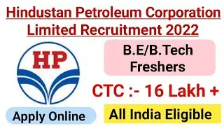 HPCL Recruitment 2022 | Freshers| CTC 16.26 lakhs| Permanent Job| Latest jobs 2022| #latestjobs