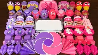PURPLE vs PINK ! Mixing Random into GLOSSY Slime ! Satisfying Slime Video