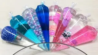 Making Blue Clear Slime With Piping Bags | Satisfying Clear Slime #223