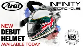 ARAI DEBUT HELMET UNION JACK FLAG with optional black visor & Autocom headset fitted Spin View Video