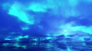 BEAUTIFUL BLUE AURORA SKY WITH RELAXING AMBIENT MEDITATION MUSIC AND LIGHT OCEAN WAVES SOUNDS