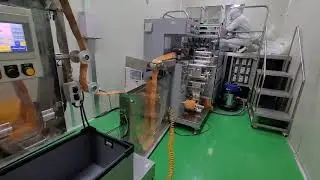 This is SP-Group's SP-505 3-Side Seal Sachet Packaging Machine, producing blended product.