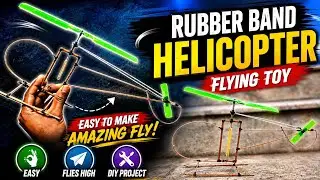 How to make rubber band flying helicopter || Homemade flying helicopter