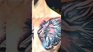 lion tattoo in chest 👑👑📿
