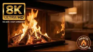 8K Cozy Fireplace with Crackling Fire Sounds 🔥 1 Hour of Relaxing Ambience for Sleep & Study