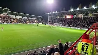 Aaron Hayden's header Wrexham vs Halifax slow motion and fan reaction.