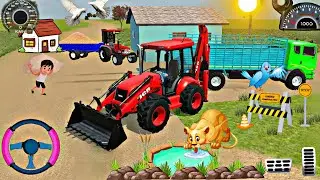 Farming mod in Tracotr and Dumper truck and Jcb   loading round bell 😅#gaming #truck #trending