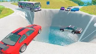 Cars vs Giant Pit Deep Water #11 - BeamNG.Drive
