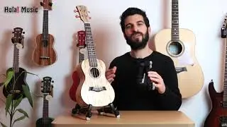 Portable Folding Ukulele Stand by Hola! Music - Black / Golden Aluminum