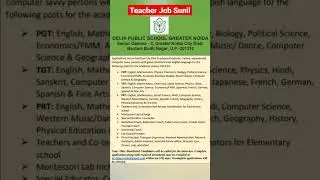 DPS VACANCY 2022 | DELHI PUBLIC SCHOOL TEACHER VACANCY 2022 | TEACHER VACANCY IN DELHI 2022 #shorts