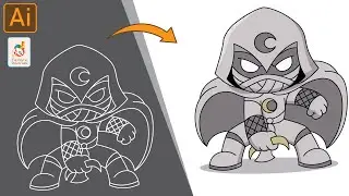 Creating Character(Moon Knight) Tutorial In Adobe Illustrator #characterdesign#characterdesignideas