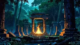 🌙 Ethereal Temple at Night 🔥 &ndash; Spiritual Anime Ambience for Sleep, Study & Peace (1 Hour)