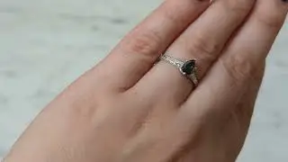 0.75ct Pear cut Salt and Pepper Diamond Solitaire Engagement Ring | Unique 1920s Inspired Ring