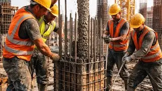 How to cast column on site #livestream #streaming #live #column #casting #concrete #construction 