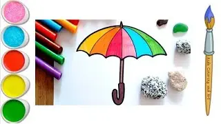 HOW TO DRAW a Colorful Umbrella - coloring with markers Drawing for kids