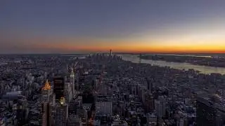 Aerial sunset View from New york City