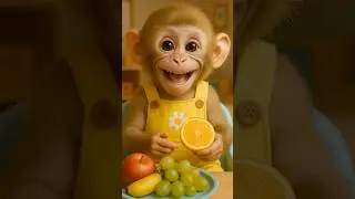 baby monkey eating orange fruit