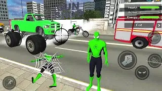 Green Spiderman VS Iron Hero VS Police Spider Rope Hero:Ninja Gangster Crime Vegas City Gameplay