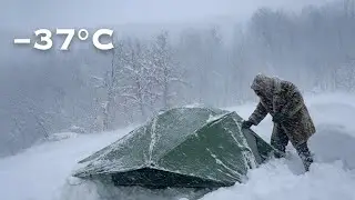 I Survived a −37°C Blizzard Alone | Extreme Cold Wilderness Shelter Build